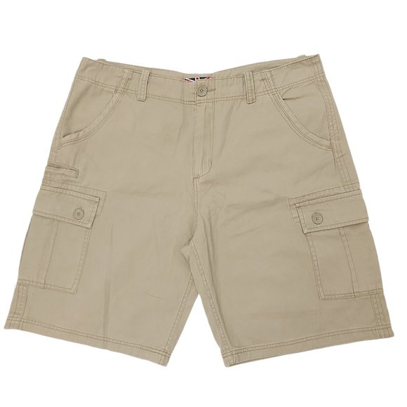 1688 Revolution Cargo Shorts Mens Size 40 Flat Front High Rise Pockets Khaki - Picture 1 of 8